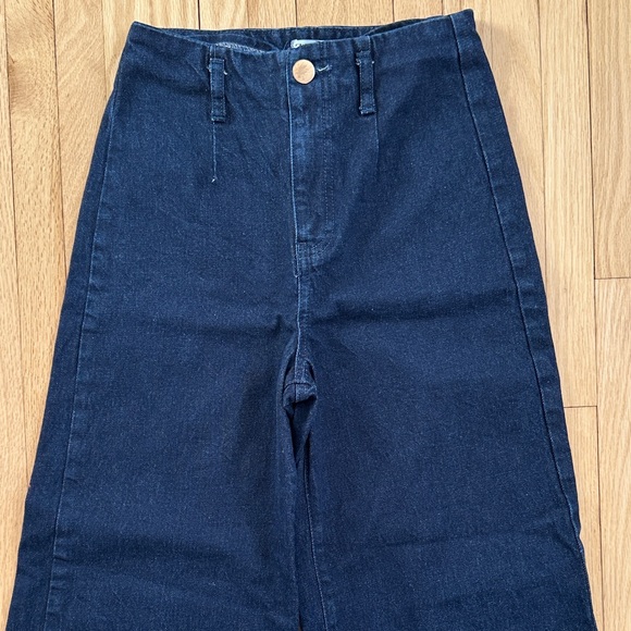 5 for $25 // Zara wide leg high waist cropped dark blue jeans size 2 - Picture 2 of 13